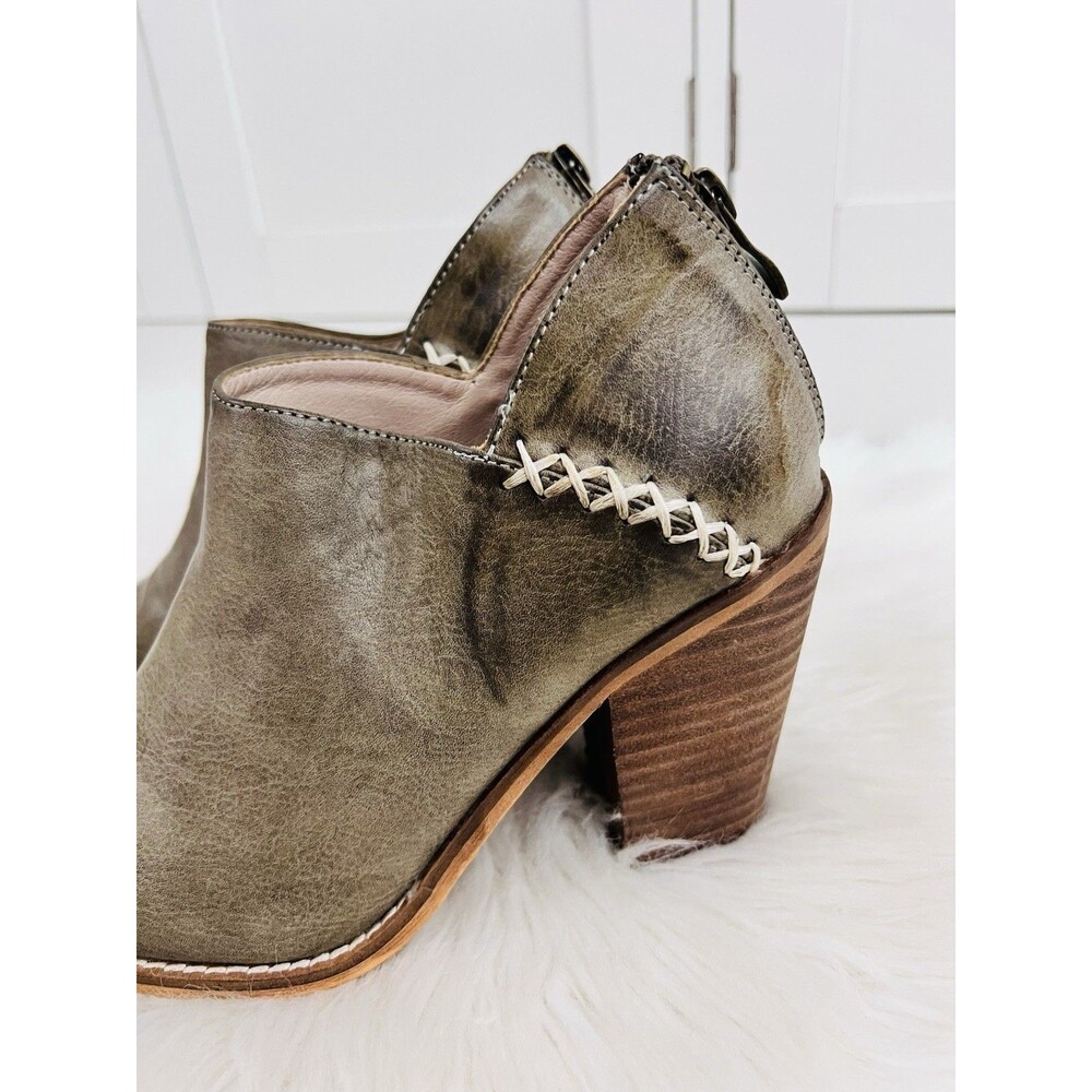 Lot of 2 ARider Girl Brown & Green Oiled Vegan Leather Wooden Ankle Boots Sz 7.5 - Picture 12 of 15